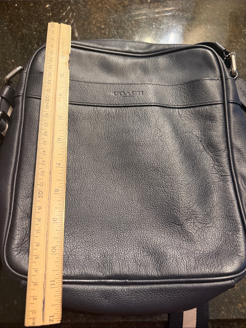 Coach Navy Blue Pebbled Leather crossbody Bag